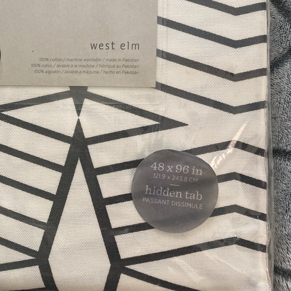 NEW WEST ELM COTTON CANVAS CURTAIN Lot Of 2 Diamond Stripe 48 x 96 SET - Picture 4 of 4